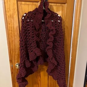 Hand Knitted Maroon Shall